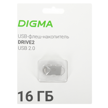 Флеш Диск Digma 16Gb DRIVE2 DGFUM016A20SR USB2.0 серебристый