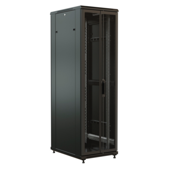 Шкаф серверный WRline (WR-TT-2268-DD-RAL9004) напольный 22U 600x800мм пер.дв.перфор.2ств. задн.дв.перфор.2-хст. 2 бок.пан. 800кг черный 710мм 1166мм IP20 сталь