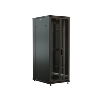 Шкаф коммутационный WRline (WR-TT-2766-DD-RAL9004) напольный 27U 600x600мм пер.дв.перфор.2ств. задн.дв.перфор.2-хст. 2 бок.пан. направл.под винты 800кг черный 510мм 1388мм IP20 сталь