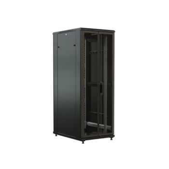 Шкаф коммутационный WRline (WR-TT-4268-DD-RAL9004) напольный 42U 600x800мм пер.дв.перфор.2ств. задн.дв.перфор.2-хст. 2 бок.пан. направл.под винты 800кг черный 710мм 2055мм IP20 сталь