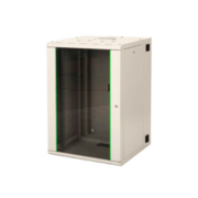 Шкаф коммутационный Lande Proline (LN-PR16U6045-LG-111) настенный 16U 600x450мм пер.дв.стекл задн.дв.стал.лист направл.под закл.гайки 100кг серый 29кг 210град. 818мм IP20 сталь