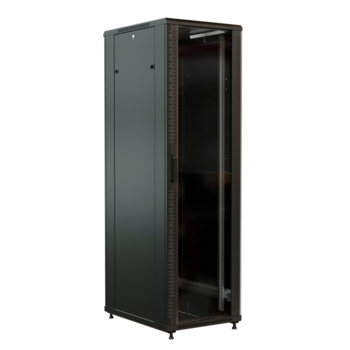 Шкаф коммутационный WRline (WR-TT-2766-AS-RAL9004) напольный 27U 600x600мм пер.дв.стекл задн.дв.стал.лист 2 бок.пан. 800кг черный 510мм 1388мм IP20 сталь