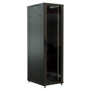 Шкаф серверный WRline (WR-TT-4261-AS-RAL9004) напольный 42U 600x1000мм пер.дв.стекл задн.дв.стал.лист 2 бок.пан. 800кг черный 910мм 2055мм IP20 сталь
