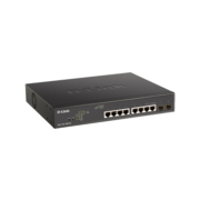 Коммутатор D-Link Настраиваемый L2 PoE-коммутатор, 8х1000Base-T PoE (2 порта 802.3bt 90 Вт), 2x1000Base-X SFP, PoE-бюджет 242 Вт