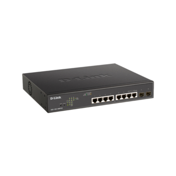 Коммутатор D-Link Настраиваемый L2 PoE-коммутатор, 8х1000Base-T PoE (2 порта 802.3bt 90 Вт), 2x1000Base-X SFP, PoE-бюджет 242 Вт
