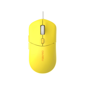 Мышь проводная Dareu LM121 Yellow (желтый), DPI 800/1600/2400/6400, тихий щелчок, подсветка RGB, размер 116x35x60мм, 1,8м