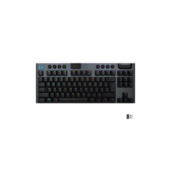 Клавиатура игровая Logitech G915 TKL CARBON US INT'L ЛАТИНИЦА (механическая, без цифрового блока, с RGB-подсветкой и поддержкой технологии Lightspeed), 2.4GHZ/BT, CLICKY SWITCH (M/N: YR0076 / C-U0018)