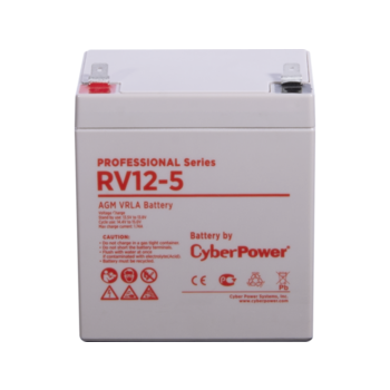 Аккумуляторная батарея PS CyberPower RV 12-5 / 12 В 5,7 Ач Battery CyberPower Professional series RV 12-5, voltage 12V, capacity (discharge 20 h) 6Ah, capacity (discharge 10 h) 5.7Ah, max. discharge current (5 sec) 75A, max. charge current 1.74A, lead-aci