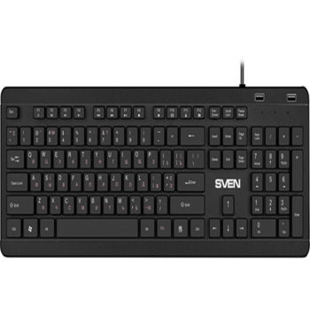 Клавиатура SVEN KB-E5700H чёрная(104кл, USB-Hub*2, Slim, 12Fn, островной тип кл.)