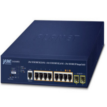 коммутатор коммутатор/ PLANET GS-4210-8HP2S IPv6/IPv4,2-Port 10/100/1000T 802.3bt 95W PoE + 6-Port 10/100/1000T 802.3at PoE + 2-Port 100/1000X SFP Managed Switch(240W PoE Budget, 250m Extend mode, supports ERPS Ring, CloudViewer app, MQTT and cybersecurit