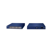 коммутатор коммутатор/ PLANET 24-Port 10/100TX 802.3at PoE + 2-Port 10/100/1000T + 1-Port shared 1000X SFP Unmanaged Gigabit Ethernet Switch (185W PoE Budget, Standard/VLAN/Extend mode, supports PD alive check, desktop size with rackmount kit)