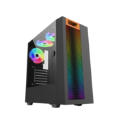 корпус для ПК без БП корпус для ПК без БП/ PC CASE HIPER HG304 ATOM (w/o PSU, USB+HD audio, 3*RGB front fan) BLACK