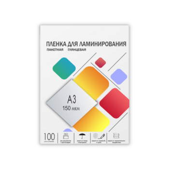 Пленка 303х426 (150 мик) 100 шт. Пленка 303х426 (150 мик) 100 шт./ Пленка для ламинирования A3, 303х426 (150 мкм) глянцевая 100шт, ГЕЛЕОС [LPA3-150]