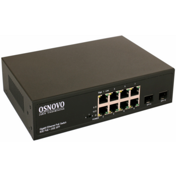 Коммутатор Osnovo SW-80802(150W) 7x1Гбит/с 2x10Гбит/с 8PoE 150W неуправляемый