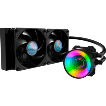 Система охлаждения Система охлаждения/ Cooler Master MasterLiquid ML240 Mirror (210W, 240mm, ARGB, fans: 2x120mm/62CFM/27dBa/1800rpm, 1200/115X/2066/2011-V3/2011/AM5/AM4/AM3/AM3+/AM2/AM2+/FM2/FM2+/FM1/1700 only with bracket)