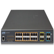коммутатор коммутатор/ PLANET L2+/L4 24-Port 10/100/1000T 75W Ultra PoE with 4 shared SFP + 4-Port 10G SFP+ Managed Switch, with Hardware Layer3 IPv4/IPv6 Static Routing, W/ 48V Redundant Power (600W PoE Budget, ONVIF)