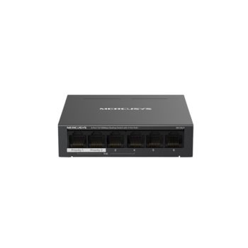 Коммутатор Коммутатор/ 6-Port 10/100 Mbps Desktop Switch with 4-Port PoE+ PORT: 4x10/100 Mbps PoE+ Ports, 2x10/100 Mbps Non-PoE Ports SPEC: Compatible with 802.3af/at PDs, 40 W PoE Power, Desktop Steel Case, Wall Mounting FEATURE: Extend Mode for 250m PoE