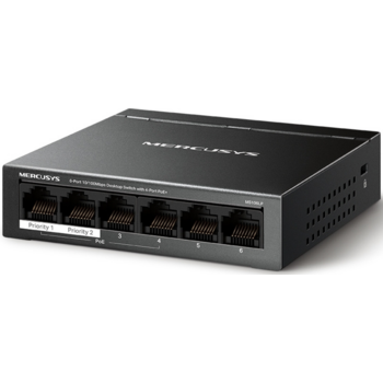 Коммутатор Коммутатор/ 6-Port 10/100 Mbps Desktop Switch with 4-Port PoE+ PORT: 4? 10/100 Mbps PoE+ Ports, 2? 10/100 Mbps Non-PoE Ports SPEC: Compatible with 802.3af/at PDs, 40 W PoE Power, Desktop Steel Case, Wall Mounting FEATURE: Extend Mode for 250m P