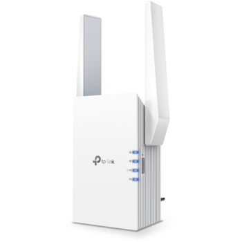 Усилитель сигнала TP-Link RE705X, AX3000 Усилитель сигнала Wi-Fi 6, до 574 Мбит/с на 2,4 ГГц + до 2402 Мбит/с на 5 ГГц, 2 внеш. антенны, 1 гигабитный порт, подключение к настенной розетке