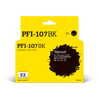 Картридж лазерный T2 IC-CPFI-107BK PFI-107BK PFI-107BK черный для Canon imagePROGRAF iPF-670/iPF-680/iPF-685/iPF-770/iPF-780/iPF-785