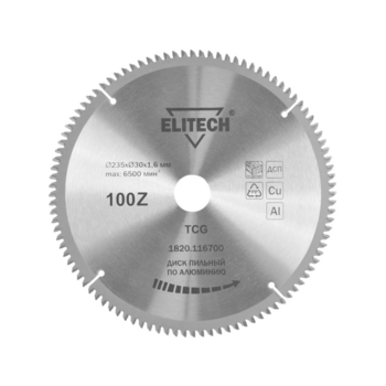 Диск пильный по алюм. Elitech 1820.116700 d=235мм d(посад.)=30мм (циркулярные пилы) (упак.:1шт)