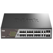 коммутатор D-Link Настраиваемый L2 PoE-коммутатор, 24x1000Base-T PoE, 4xCombo 1000Base-T/SFP, PoE-бюджет 370 Вт, дальность PoE до 250 м