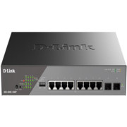Коммутатор D-Link Настраиваемый L2 PoE-коммутатор, 8x1000Base-T PoE, 2x1000Base-X SFP, PoE-бюджет 130 Вт, дальность PoE до 250 м