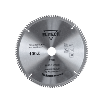 Диск пильный по алюм. Elitech 1820.116900 d=255мм d(посад.)=30мм (циркулярные пилы) (упак.:1шт)