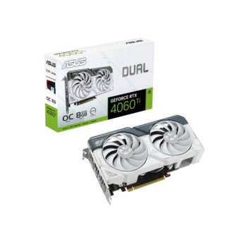 Видеокарта Видеокарта/ VGA ASUS NVIDIA GeForce DUAL-RTX4060TI-O8G-WHITE 8GB, GDDR6/128-bit, PCIe 4.0, 1xHDMI 2.0, 3xDP, 2.5-slot 90YV0J42-M0NA00