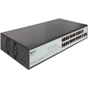 Коммутатор ORIGO Настраиваемый L2 PoE-коммутатор, 24x100Base-TX PoE, 2xCombo 1000Base-T/SFP, PoE-бюджет 280 Вт, комплект для установки в 19" стойку