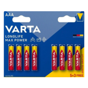 Батарея Varta LongLife Max Power Alkaline LR03 BL5+3 AAA (8шт) блистер