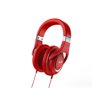 Гарнитура Genius HS-610 Red, 1х mini jack 3.5mm, полноразмерные наушники, микрофон/управление на проводе, длина провода 1,5м, подходит для мобильных устройств