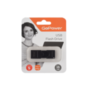 Флеш-накопитель Флеш-накопитель/ Флеш-накопитель GoPower SLIDER 16GB USB2.0 пластик черный матовый (1/50/1000)