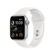 Часы Apple Watch SE 2022 A2722 40мм OLED корп.сереб. рем.белый (MNJV3B/A)