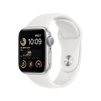 Часы Apple Watch SE 2022 A2722 40мм OLED корп.сереб. рем.белый (MNJV3B/A)