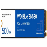 Твердотельный накопитель Твердотельный накопитель/ WD SSD Blue SN580 NVMe, 500GB, M.2(22x80mm), NVMe, PCIe 4.0 x4, 3D TLC, R/W 4000/3600MB/s, IOPs 450 000, TBW 300, DWPD 0.32 (12 мес.)