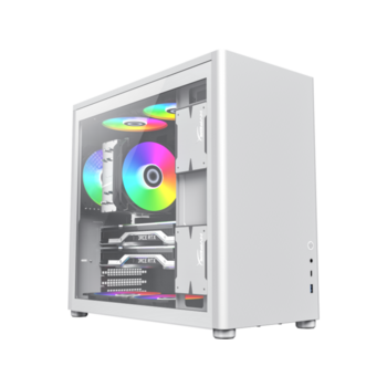 Компьютерный корпус mATX Компьютерный корпус mATX/ Gamemax Spark Full White mATX case, white, PSU, w/1xUSB3.0+1xType-C, 1xCombo Audio