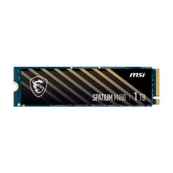 Твердотельный накопитель MSI SSD SPATIUM M450, 1000GB, M.2(22x80mm), NVMe, PCIe 4.0 x4, 3D TLC, R/W 3600/3000, IOPs 420 000/550 000, TBW 600, DWPD 0.33 (5 лет)