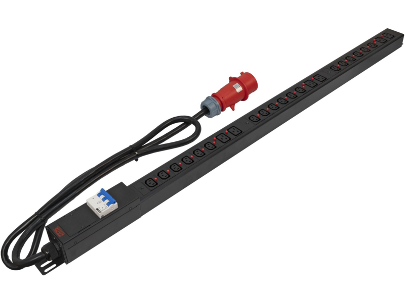 Блок распределения питания Powercom PDU-32AV24-18C3-6C9-3P верт.размещ. 18xC13 6xC19 3x32A IEC 60309 2м