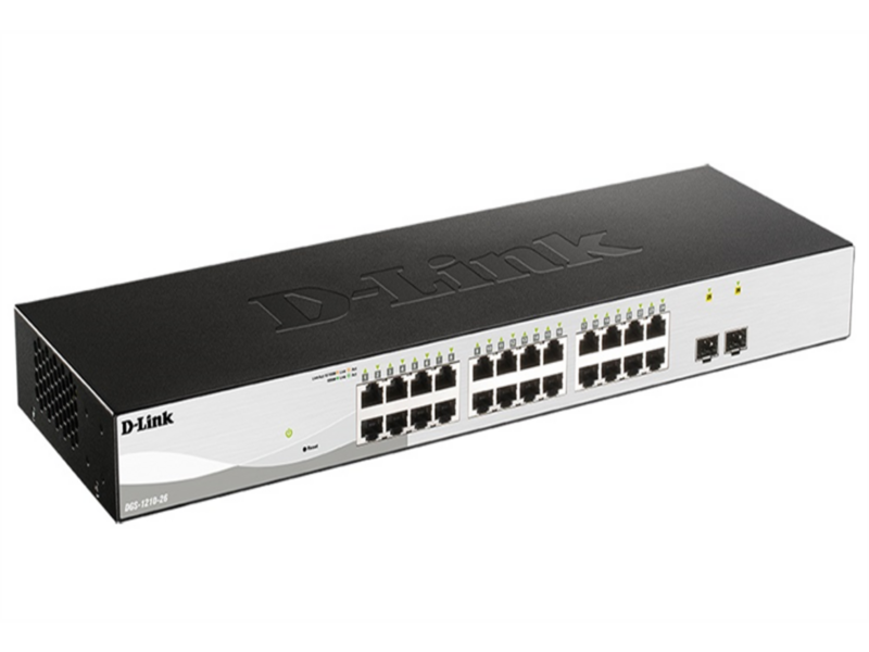 Коммутатор D-Link Управляемый L2 коммутатор, 24x1000Base-T, 2x1000Base-X SFP, защита от статического электричества до 6 кВ, CLI