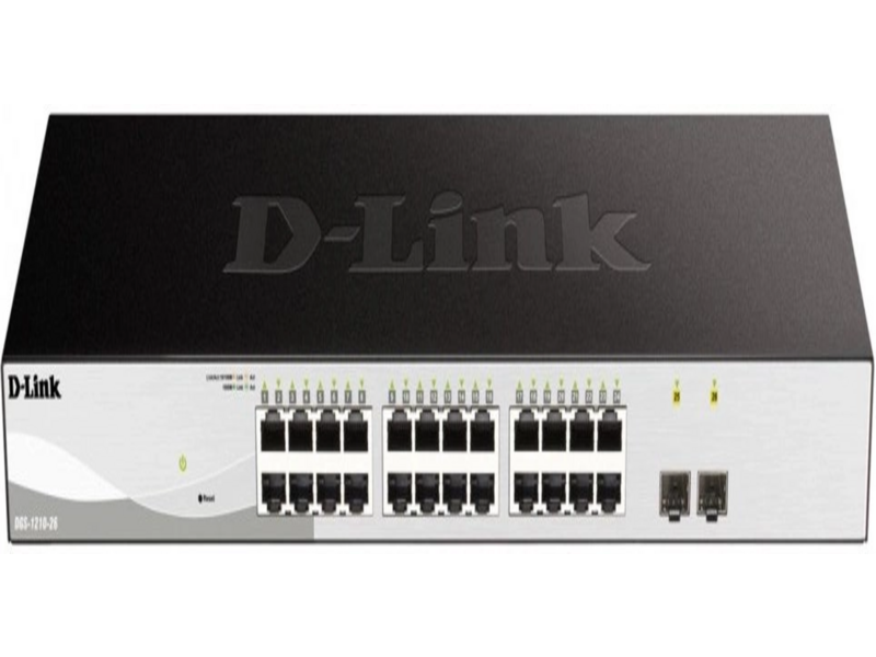 Коммутатор D-Link Управляемый L2 коммутатор, 24x1000Base-T, 2x1000Base-X SFP, защита от статического электричества до 6 кВ, CLI