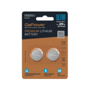 Батарейка Батарейка/ Батарейка GoPower ULTRA CR2025 BL2 Lithium 3V (2/40/800) (2 шт.)