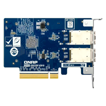 Сетевая карта Сетевая карта/ QNAP QXG-25G2SF-E810 Dual Port 25Gbps/10Gbps SFP28 PCIe Gen4 x8