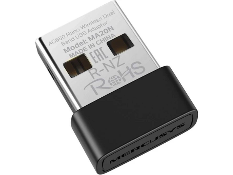Сетевой адаптер Wi-Fi Mercusys MA20N AC650 USB 2.0 (ант.внутр.) 1ант.