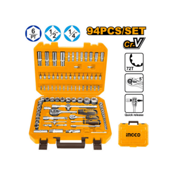 94 шт набор инструментов 1/4" и 1/2" Ingco HKTS42941,10-32мм,4-14мм, CR-V