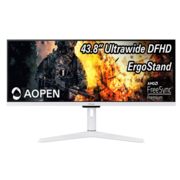 Монитор 43,8'' AOPEN 43XV1CPwmiiphx 32:9, IPS, 3840x1080, 1ms, 350, 400cd, 120Hz, 2xHDMI(2.0, 1.4) + 1xDP(1.2) + Audio out, Speakers 2Wx2, White, H.Adj. 95 (by ACER)