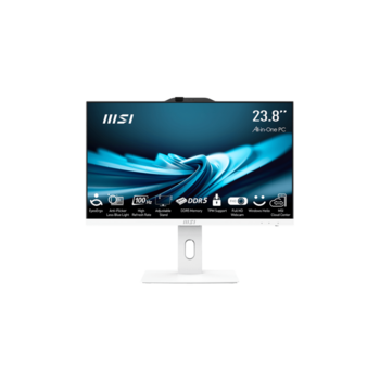 Моноблок Моноблок/ MSI PRO AP242P 14M 23.8"(1920x1080 (матовый) IPS)/Intel Core i5 14400(2.5Ghz)/8192Mb/256PCISSDGb/noDVD/Int:Intel UHD Graphics 730/Cam/BT/WiFi/-/war 1y/4.63kg/White/DOS + Wireless KB+M