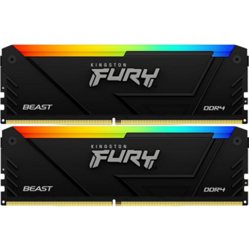 Память DDR4 2x16GB 3200MHz Kingston KF432C16BB2AK2/32 Fury Beast RGB RTL Gaming PC4-25600 CL16 DIMM 288-pin 1.35В kit single rank с радиатором Ret