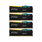 Память оперативная Память оперативная/ Kingston 64GB 5200MT/s DDR5 CL40 DIMM (Kit of 4) FURY Beast RGB XMP
