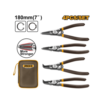 Набор клещей для стопорных колец (4 шт.) Ingco HCCPS26180,180-90град, 180мм, сумка